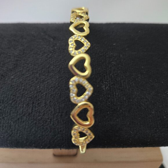 14k Gold over 925 Sterling Silver Swarvoski Crystal Bracelet - Picture 3 of 3